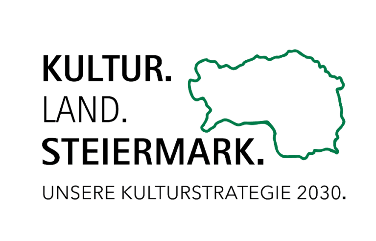 Logo Kulturstrategie 2030-FARBE Kultur- und Museumsverein Eibiswald Logo mit Landkarte Steiermark, Österreich.